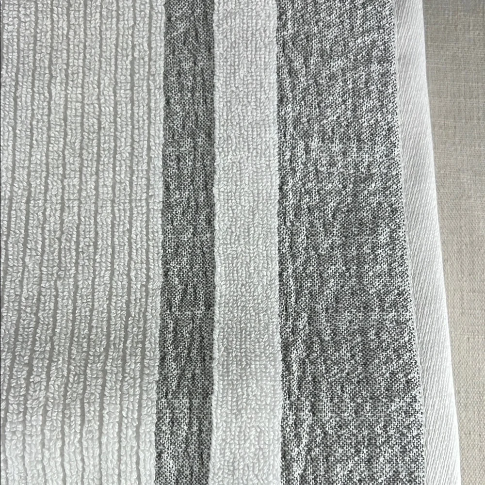 Hotel Balfour Bathroom Towel Set 4 Piece White Tan 100% Cotton 2 Bath 2 Hand NEW